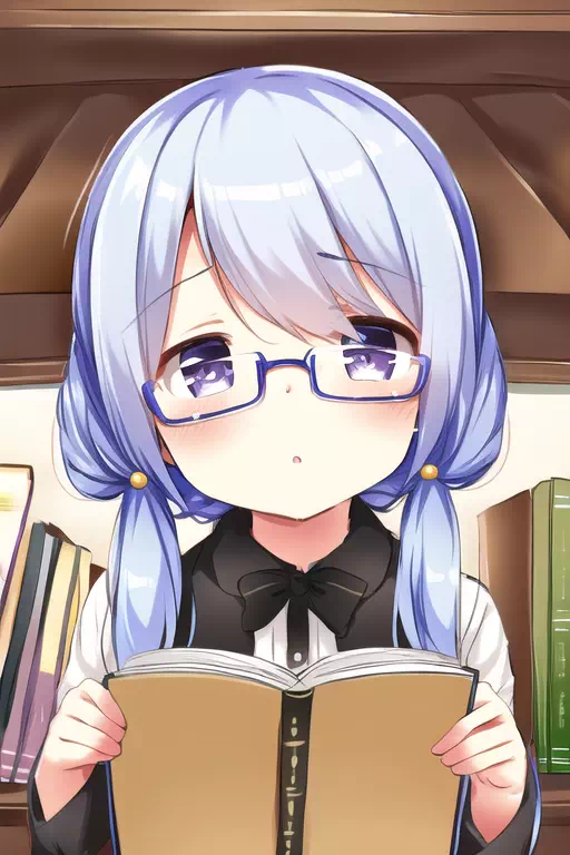 図書室でメガネロリと