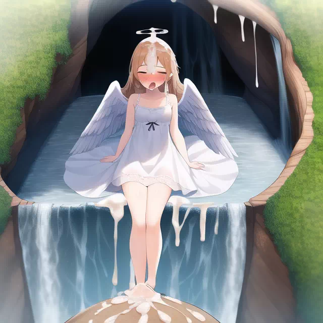 Angel at the fountain of cum