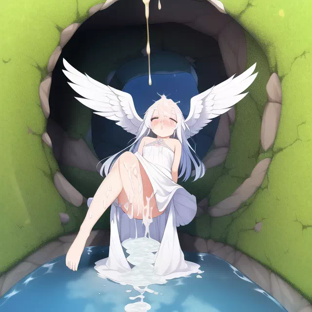 Angel at the fountain of cum