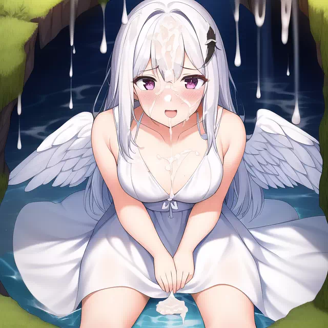 Angel at the fountain of cum