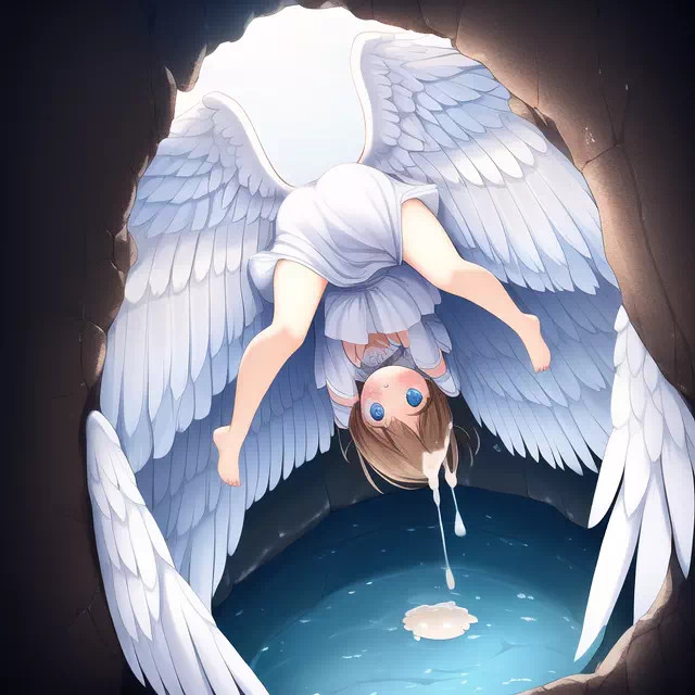 Angel at the fountain of cum