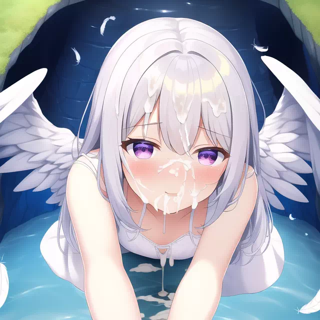 Angel at the fountain of cum