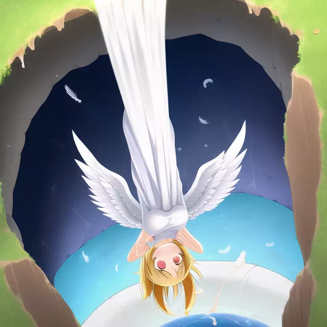 Angel at the fountain of cum