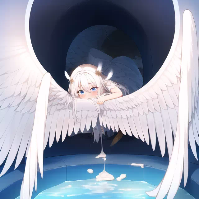 Angel at the fountain of cum