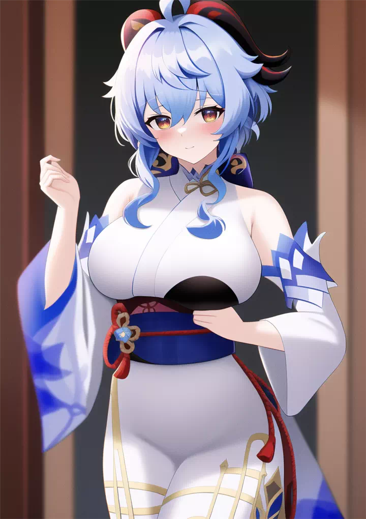 Ganyu with kimono blue and white