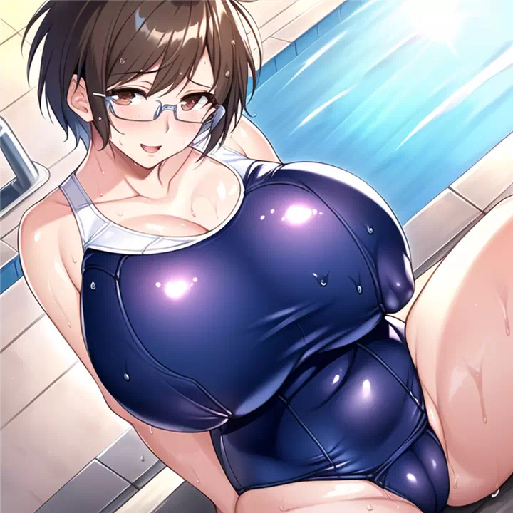 運動音痴系爆乳眼鏡水着彼女NTR