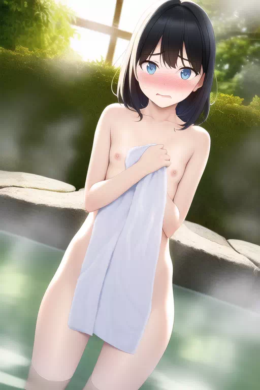 頑張って隠すけど見えちゃう女の子