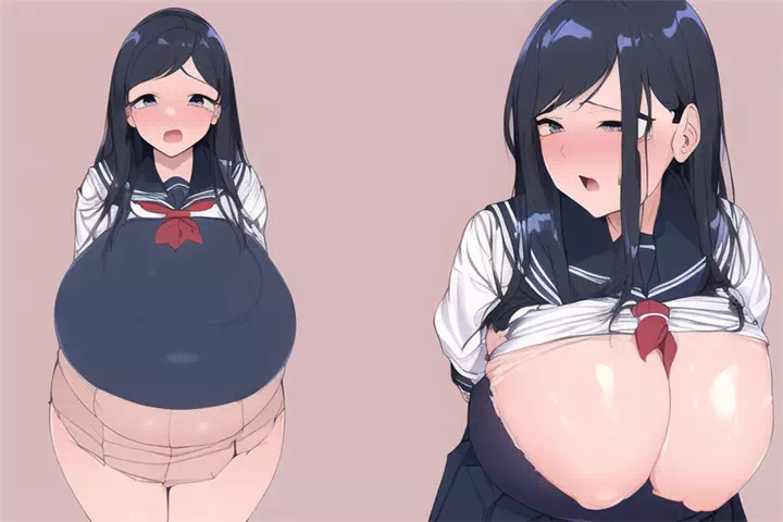 school girl belly inflation