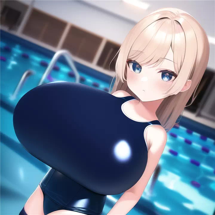 普通のスク水爆乳