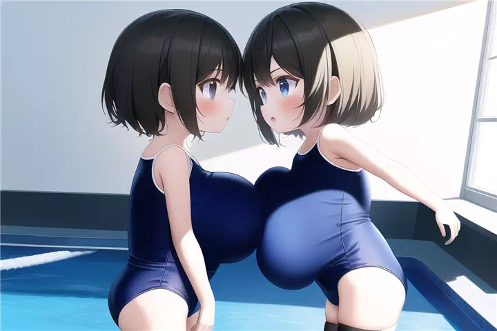 普通のスク水爆乳