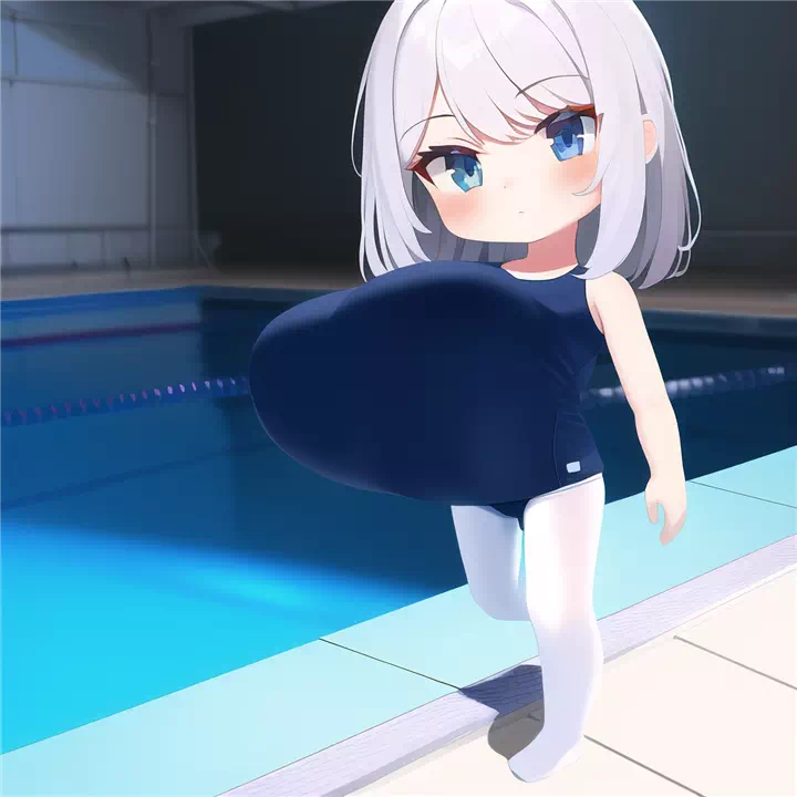 普通のスク水爆乳