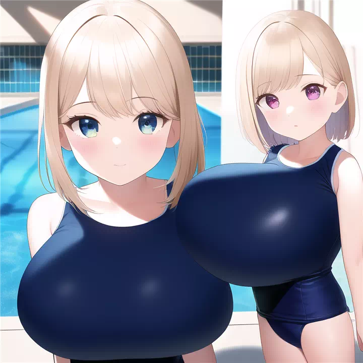 普通のスク水爆乳