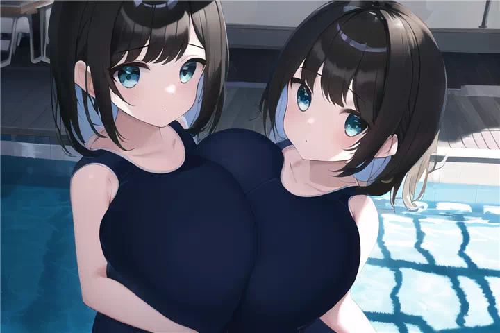 普通のスク水爆乳