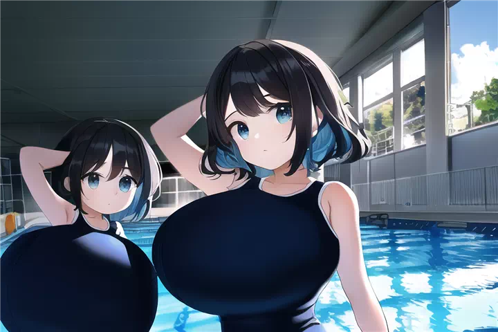 普通のスク水爆乳