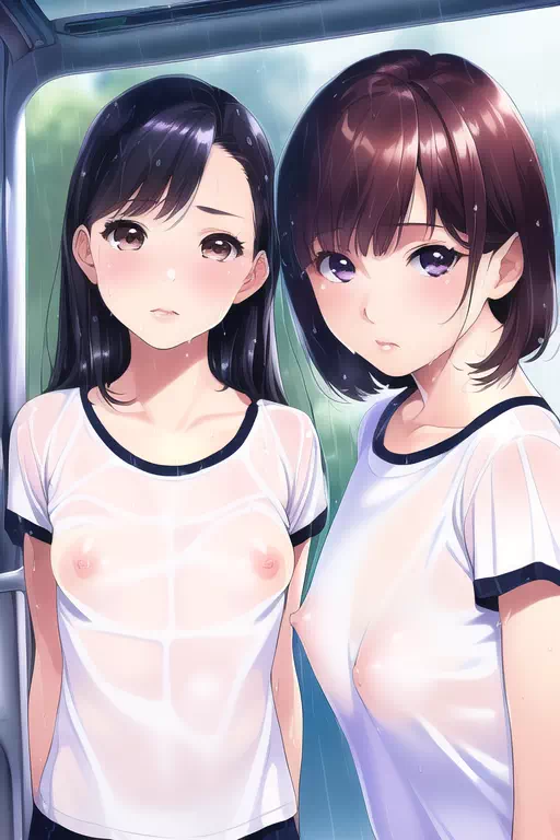 NovelAI 濡れ透け乳首イラスト・貧乳白Ｔシャツ編