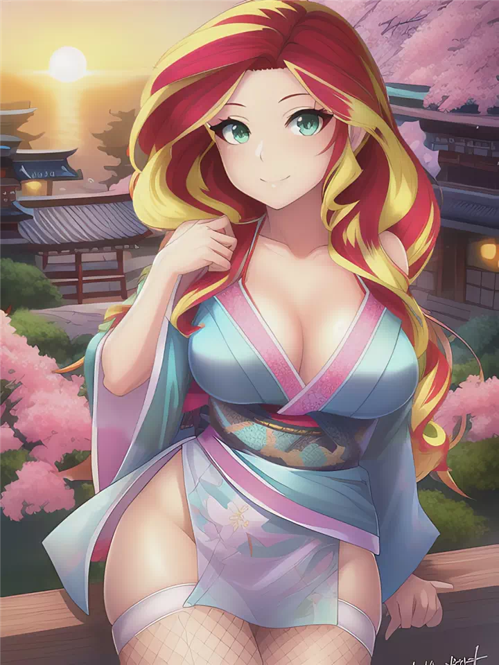 Sunset looks sexy in a yukata