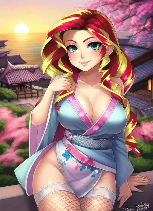 Sunset looks sexy in a yukata