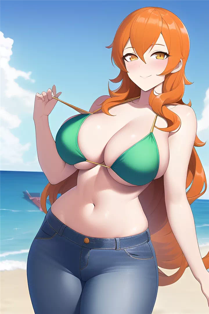 Nami having fun on the beach