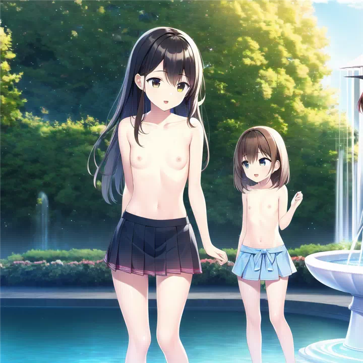 公園で水遊びする女の子