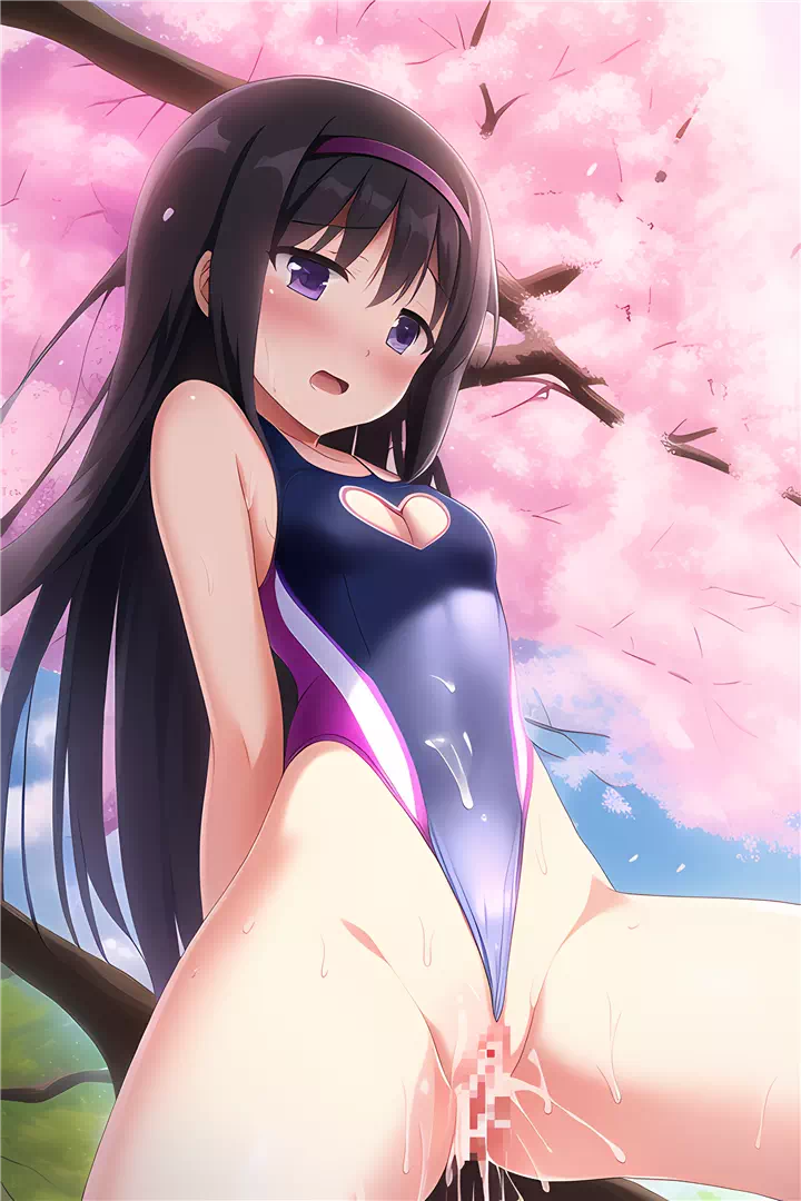 桜の木の下で事後水着ほむら(Swimsuit Homura)