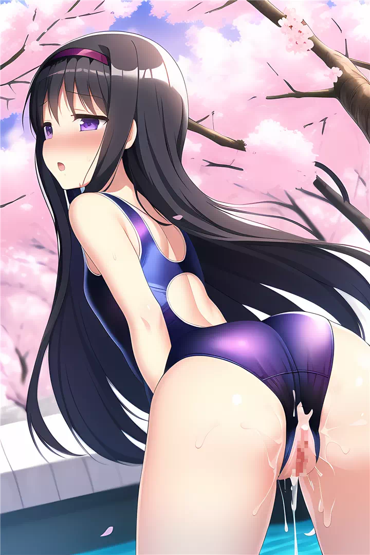 桜の木の下で事後水着ほむら(Swimsuit Homura)