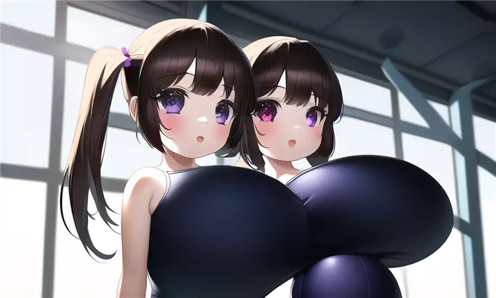 ２人スク水ロリ爆乳