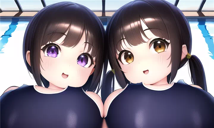 ２人スク水ロリ爆乳