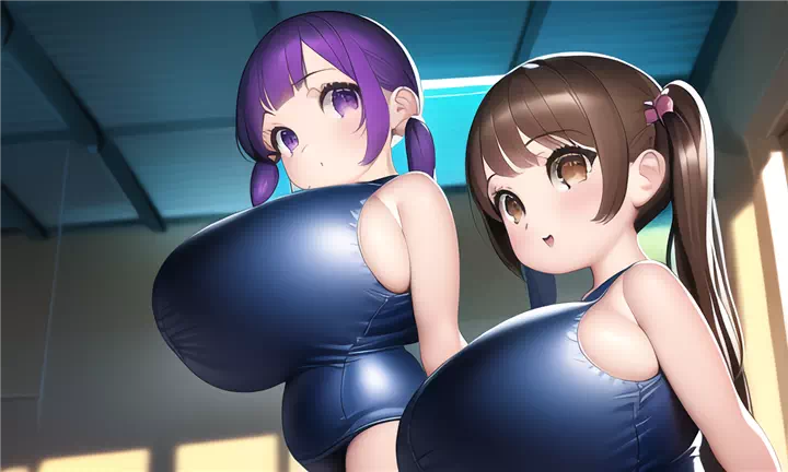 ２人スク水ロリ爆乳