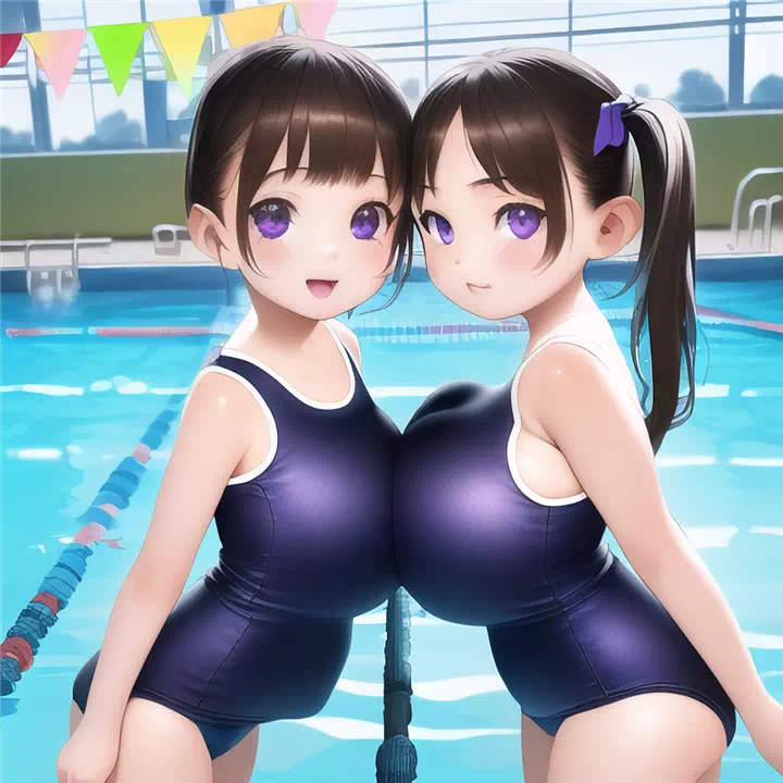 引き続き２人スク水ロリ爆乳