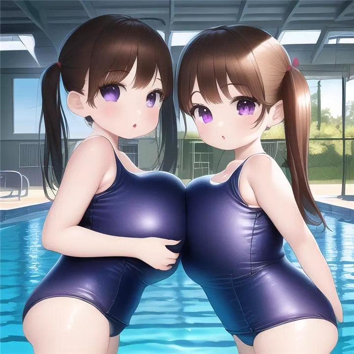 引き続き２人スク水ロリ爆乳