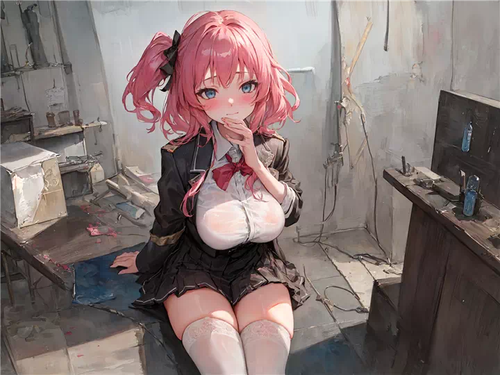 Pink-haired girl exposed