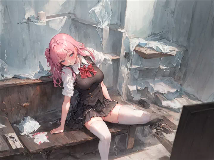 Pink-haired girl exposed