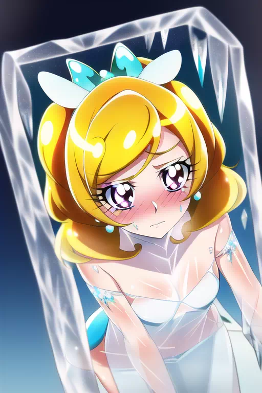 敗れて力を失い氷の中へ閉じ込められてしまったプリキュアたち??