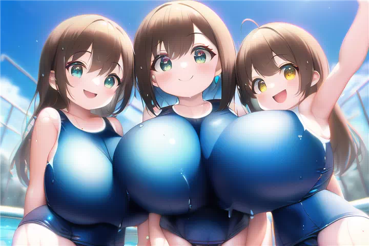 スク水爆乳少女達