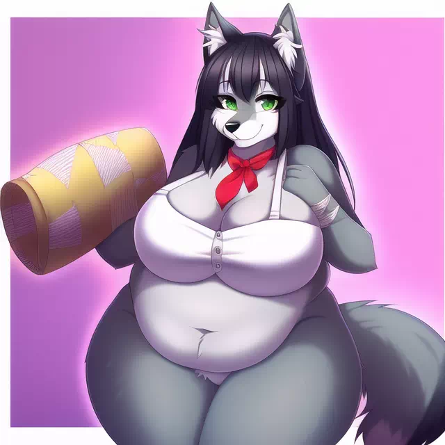 novelAI fat wolf girl