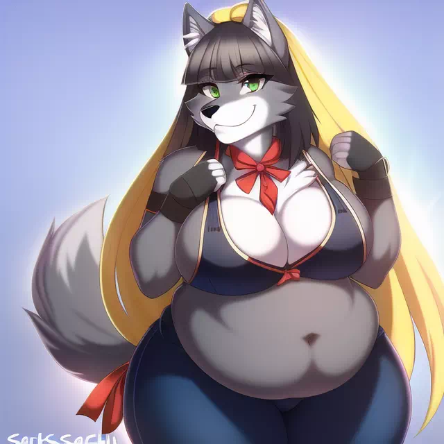 novelAI fat wolf girl