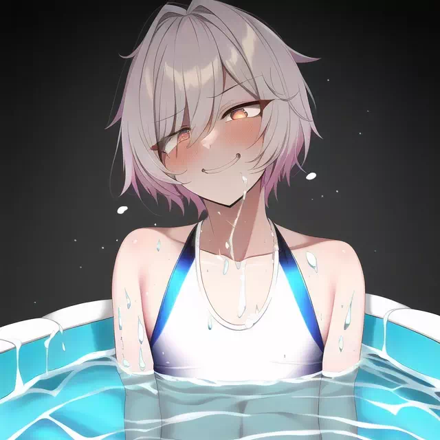 Swimming Femboy with cum