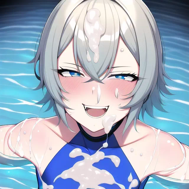 Swimming Femboy with cum