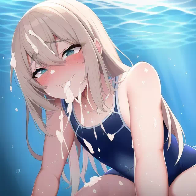 Swimming Femboy with cum