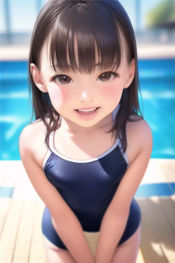 泳いだあとの黒髪な幼女