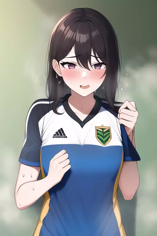 Soccer girl after playing あついよー