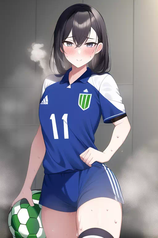 Soccer girl after playing あついよー
