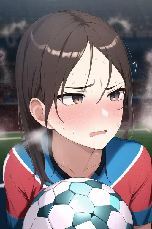 Soccer girl after playing あついよー