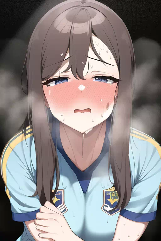 Soccer girl after playing あついよー