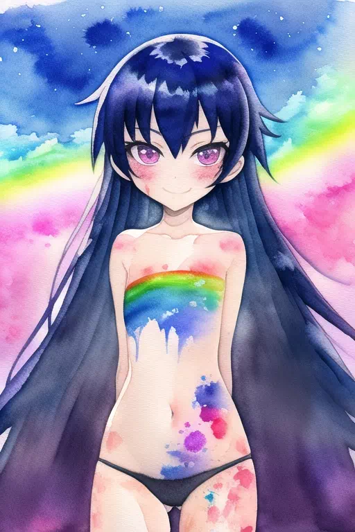 Rainbow watercolor girl 3