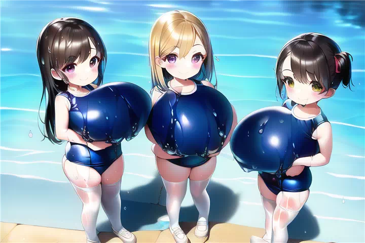 びしょ濡れスク水ロリ爆乳