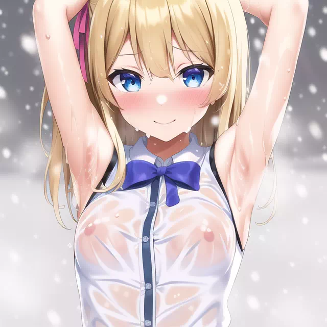 久しぶりに雪を見てはしゃいでしまい汗だくになった金髪ちゃん??