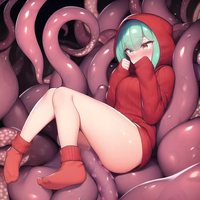 Red hood girl with tentacles