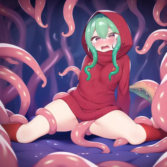 Red hood girl with tentacles 2