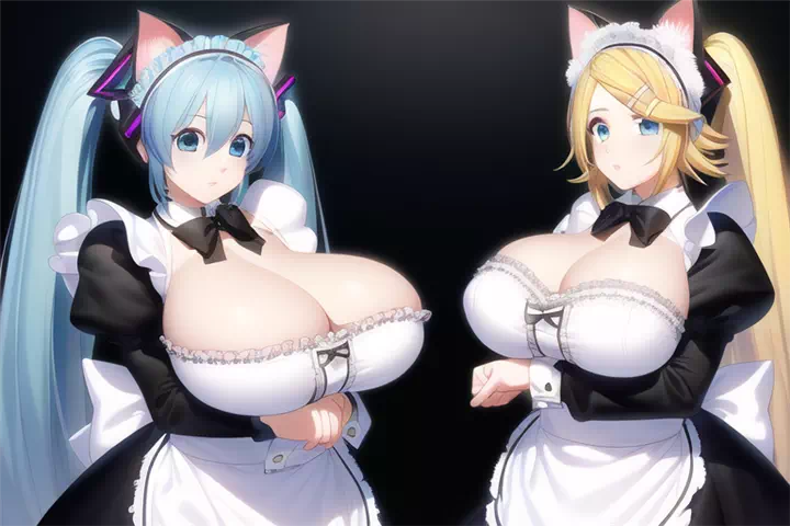 Miku and Rin as cat maids!